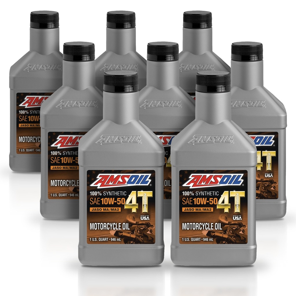 Kit 8 Litros 10W50 100% Synthetic 4T Performance 4-Stroke Motorcycle Oil AMSOIL