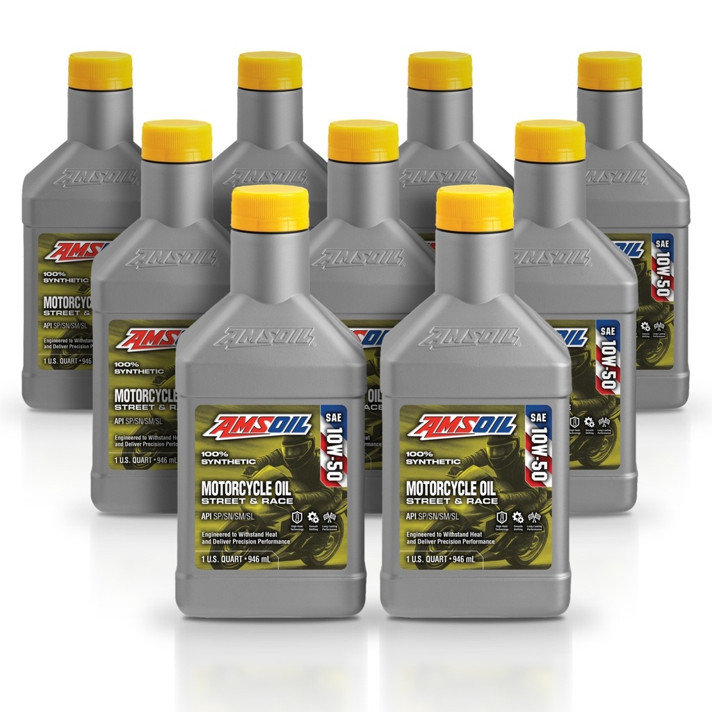Kit 9 Litros 10W50 Synthetic Metric Motorcycle Oil AMSOIL