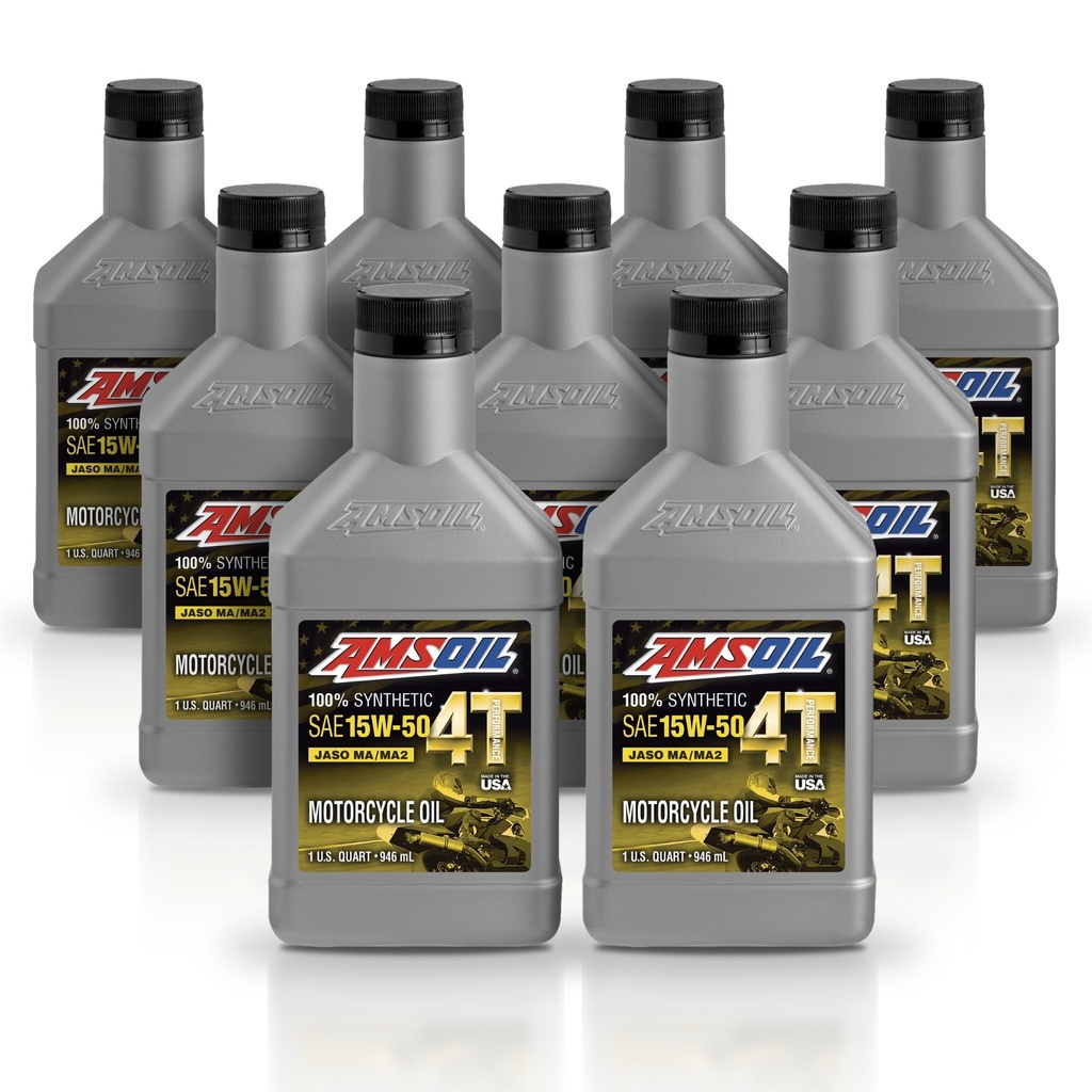 Kit 9 Litros 15W50 100% Synthetic 4T Performance 4-Stroke Motorcycle Oil AMSOIL