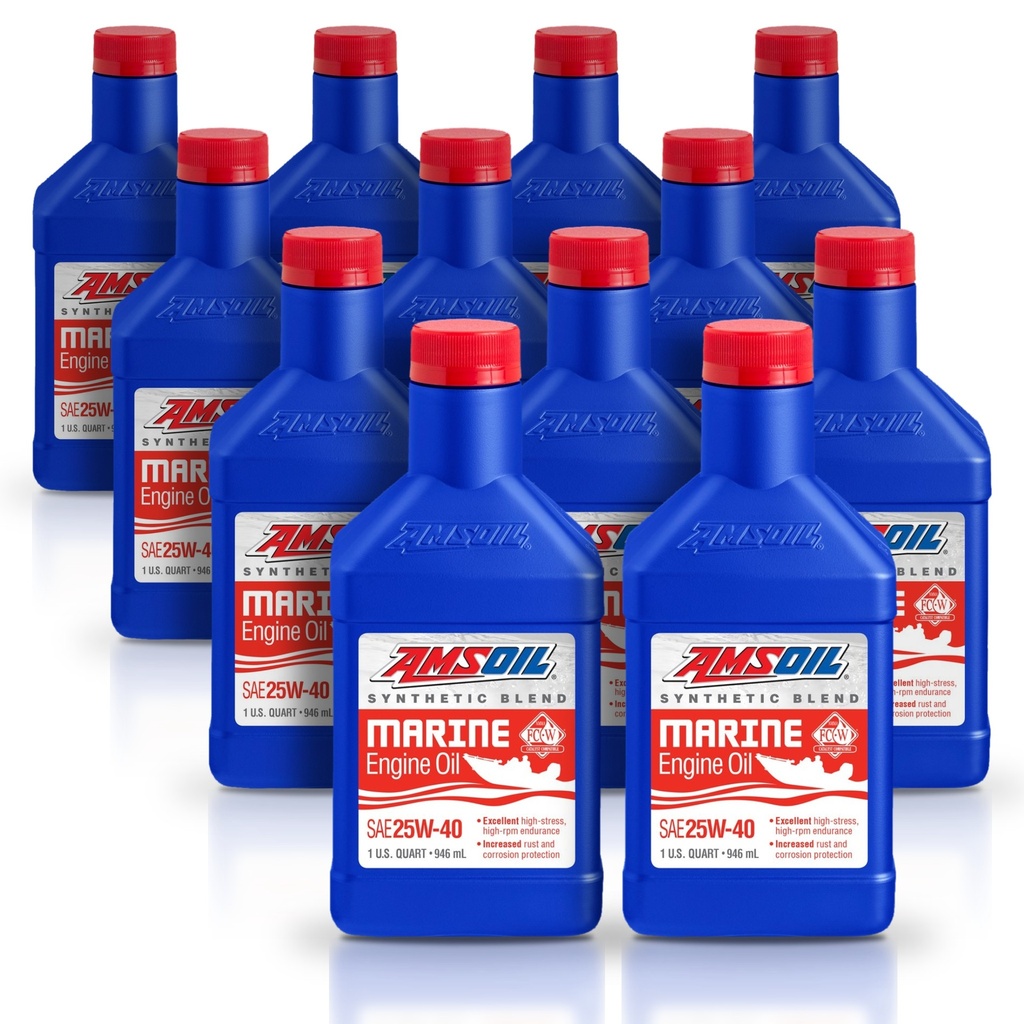 Kit 12 Litros 25W40 Synthetic-Blend Marine Engine Oil AMSOIL